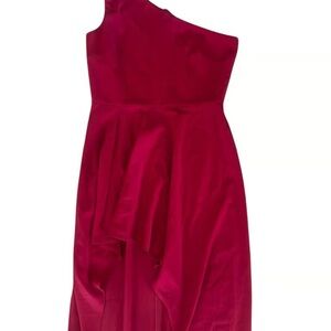 Women's One-Shoulder Fuchsia Evening Dress